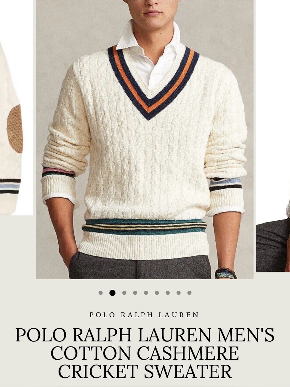 POLO Ralph Lauren XL Wool Cashmere Blend Cricket Cable Knit Sweater Orig $350